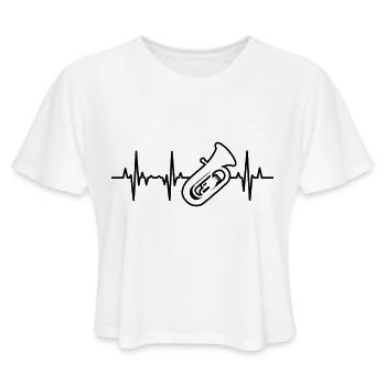 Tuba ECG Heartline - Women's Cropped T-Shirt - white - Front - Camila (177cm)