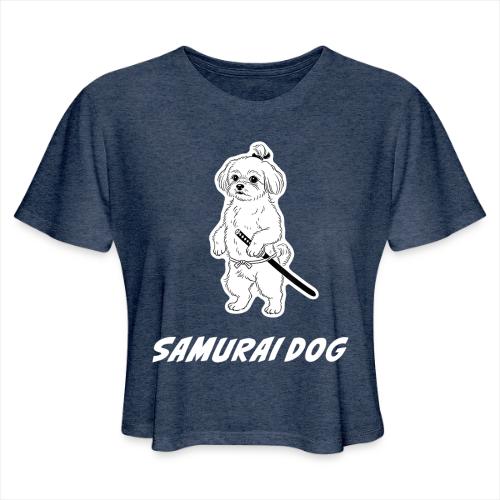 Samurai Maltese Katana Warrior Dog Tee - Women's Cropped T-Shirt