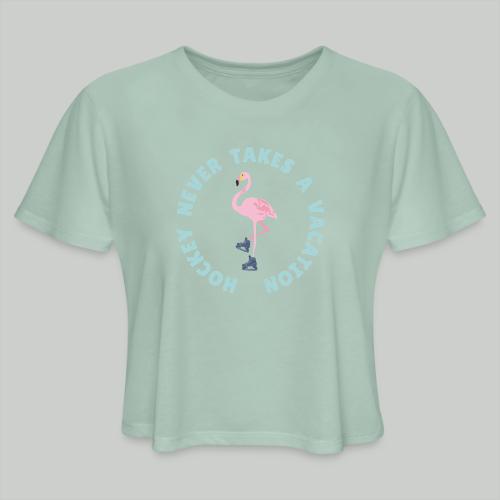 SUMMER HOCKEY FLAMINGO - Women's Cropped T-Shirt