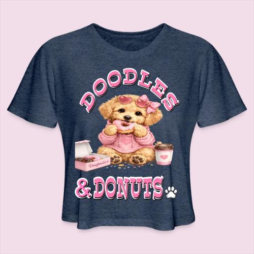 Doodles & Doughnut Cozy Dog Mom Design - Women's Cropped T-Shirt