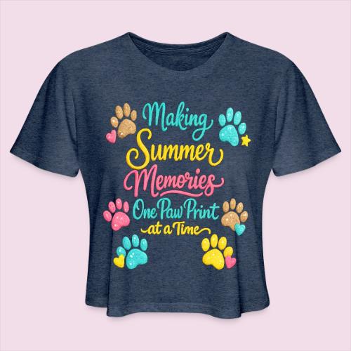 Making Summer Memories Faux Embroidery - Women's Cropped T-Shirt