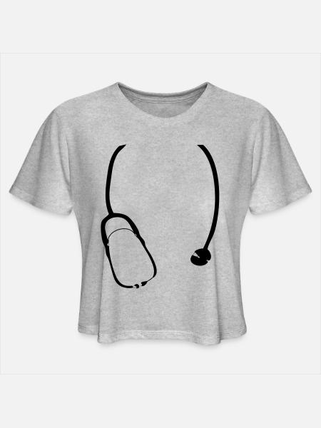 Stethoscope - Women's Cropped T-Shirt - heather gray - Front