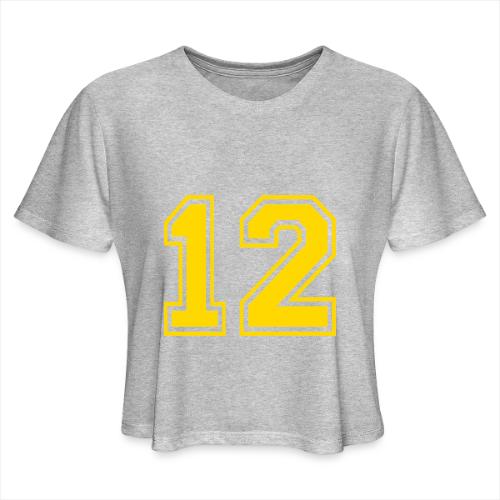 Number 12 in a classic athletic collegiate font - Women's Cropped T-Shirt