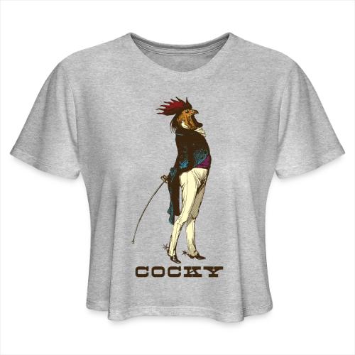 Cocky the Vintage Rooster Chicken - color - Women's Cropped T-Shirt