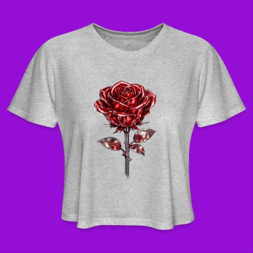 2 Set - Silver and Gold Roses - Women's Cropped T-Shirt