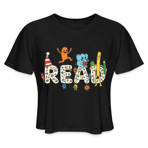 Whimsical READ Kids Cartoon - Women's Cropped T-Shirt