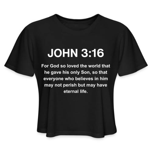 John 3:16 Christian Apparel – White - Women's Cropped T-Shirt