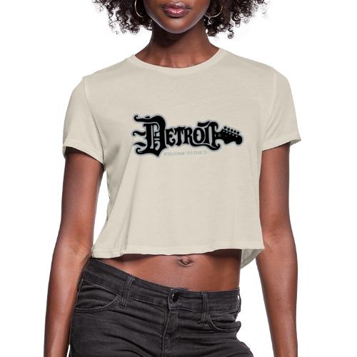 DETROIT GUITAR WTTD BLK SLR REG FONT - Women's Cropped T-Shirt