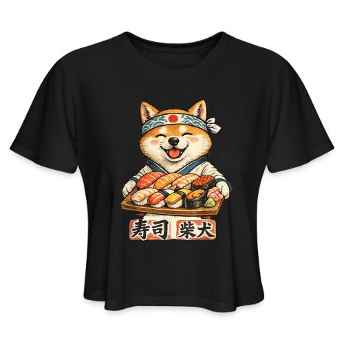 Funny Shiba Inu Sushi Kawaii Dog Tee - Women's Cropped T-Shirt