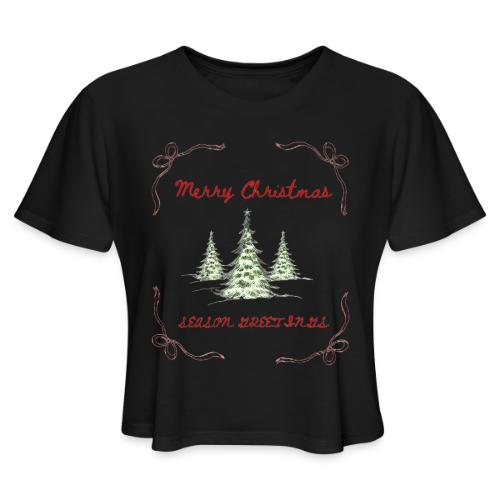 Beautiful Green Christmas Tree Graphic - Women's Cropped T-Shirt