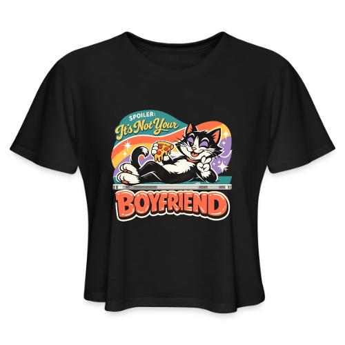 Sassy Cat Pride Pizza Retro Comic - Women's Cropped T-Shirt