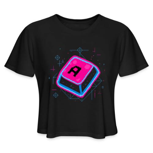 Neon Pixel A Key - Women's Cropped T-Shirt