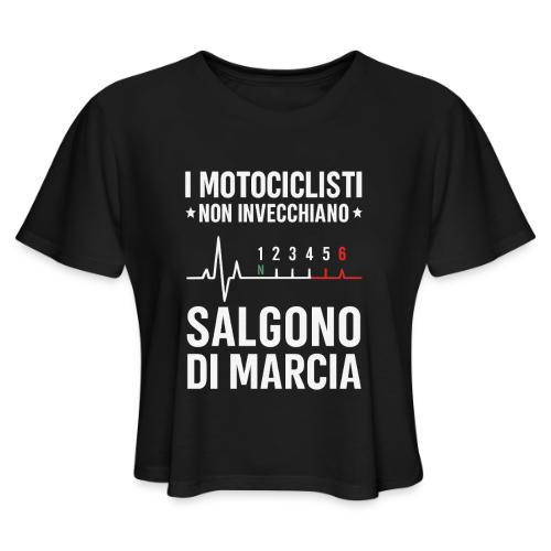 Motorcyclists Never Age Heartbeat Design - Women's Cropped T-Shirt