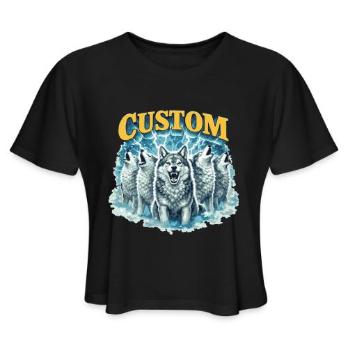 Custom Wolf Pack Howling Moon Vintage Wilderness - Women's Cropped T-Shirt