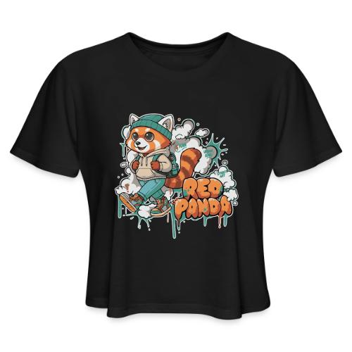 Red Panda Street Graffiti Vibes - Women's Cropped T-Shirt