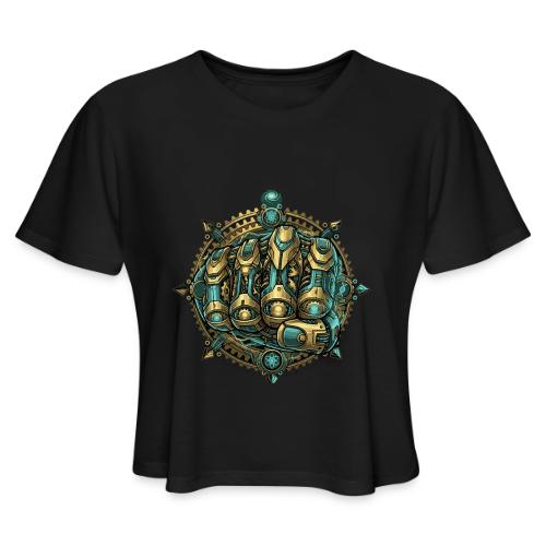 Cyberpunk Power Robot Hand - Women's Cropped T-Shirt