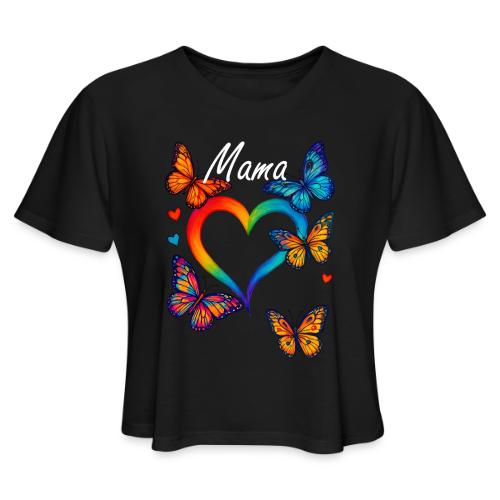Mama Heart Personalized Kids’ Names gift - Women's Cropped T-Shirt