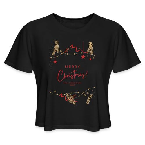 Merry Christmas Typography Design - Women's Cropped T-Shirt