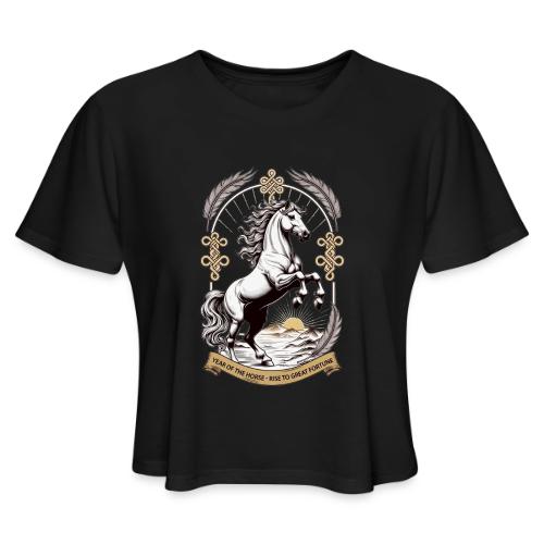 Year of the Horse Rearing T Shirt, Lunar New Year - Women's Cropped T-Shirt