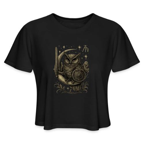 Moon Warrior Owl – Celestial Strength Tee - Women's Cropped T-Shirt