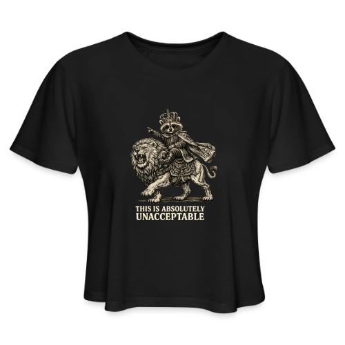 Funny Raccoon King Riding Lion Vintage Meme Art - Women's Cropped T-Shirt