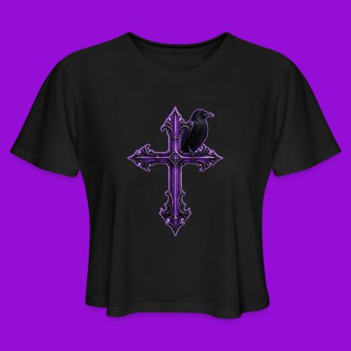 Gothix Raven Cross - Women's Cropped T-Shirt