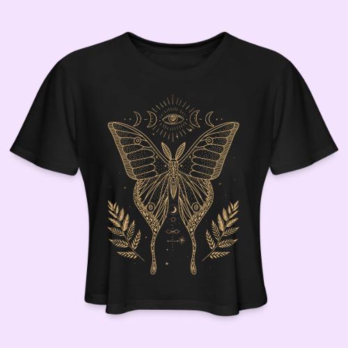 Third Eye Butterfly - Moon Cycle Design - Women's Cropped T-Shirt