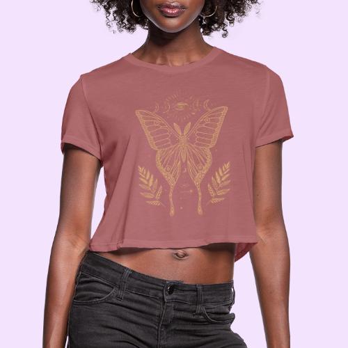 Third Eye Butterfly - Moon Cycle Design - Women's Cropped T-Shirt