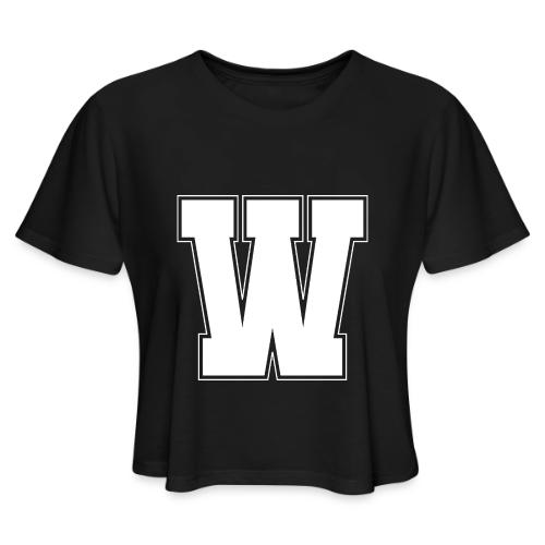 White Letter W – Varsity Alphabet Monogram - Women's Cropped T-Shirt
