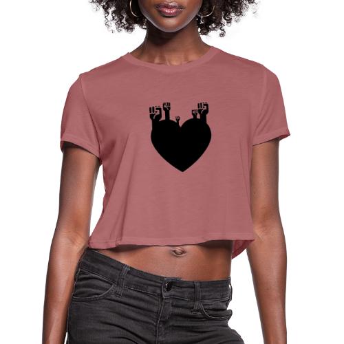 Fist Heart Blk - Women's Cropped T-Shirt