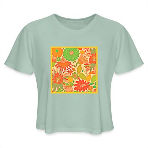 Vibrant Blossom Elegance Pattern - Women's Cropped T-Shirt
