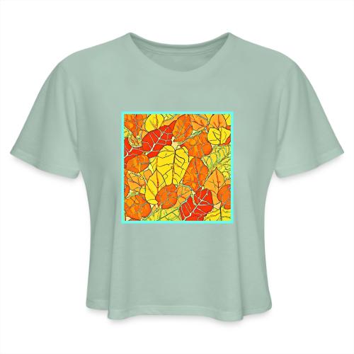 Neon Foliage Burst Vibrant Design - Women's Cropped T-Shirt