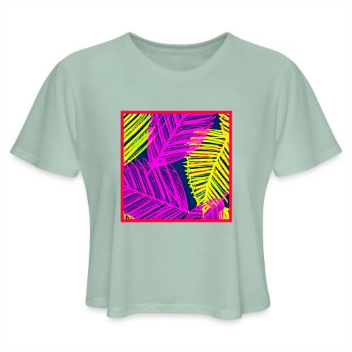Neon Leaf Delight Chromatic Art - Women's Cropped T-Shirt