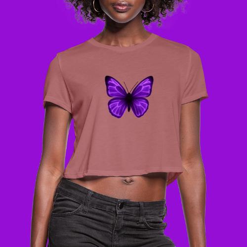 Neon Purple Butterfly - Women's Cropped T-Shirt