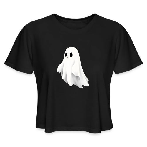 Cute Ghost Cartoon Design - Women's Cropped T-Shirt