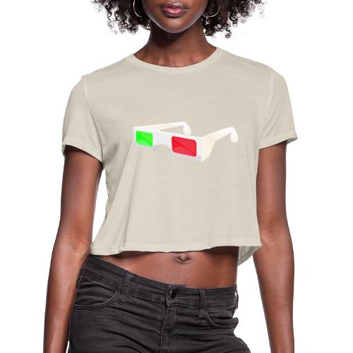 3D red green glasses - Women's Cropped T-Shirt