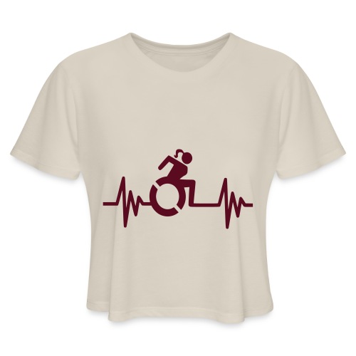 Wheelchair girl with a heartbeat. frequency # - Women's Cropped T-Shirt