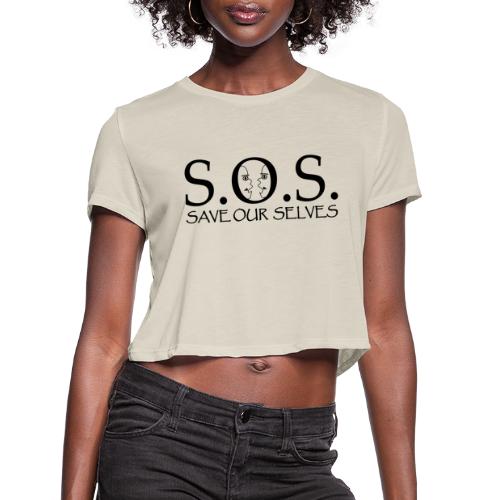 SOS Black on Black - Women's Cropped T-Shirt