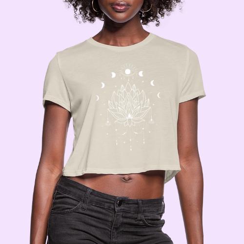 Third Eye White Lotus Flower - Moon Cycle Design - Women's Cropped T-Shirt