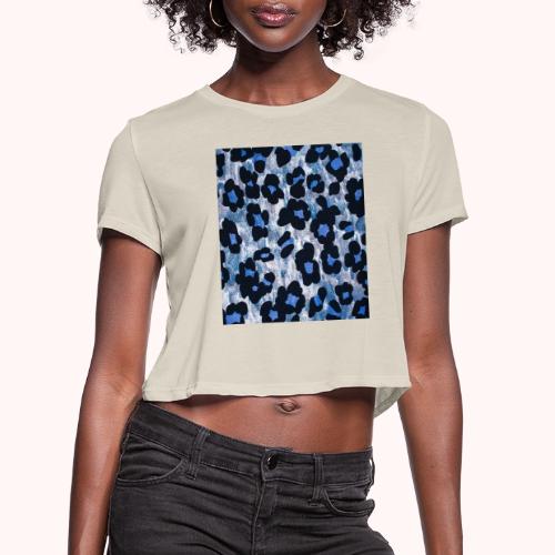 blue ank black leopard pattern - Women's Cropped T-Shirt
