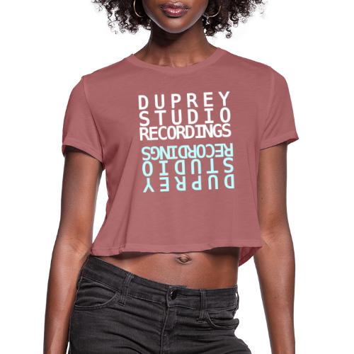 White/Teal Text Box - Women's Cropped T-Shirt