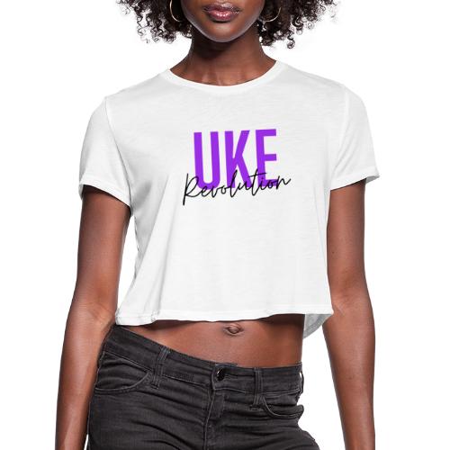 Front & Back Purple Uke Revolution Get Your Uke On - Women's Cropped T-Shirt