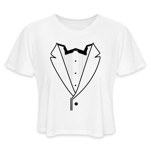 Tuxedo Plain w. Black Lines - Women's Cropped T-Shirt