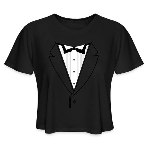 Tuxedo Plain w. Black Lines - Women's Cropped T-Shirt