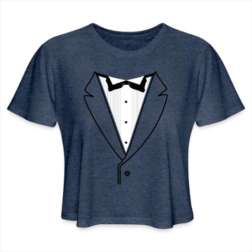 Tuxedo Plain w. Black Lines - Women's Cropped T-Shirt