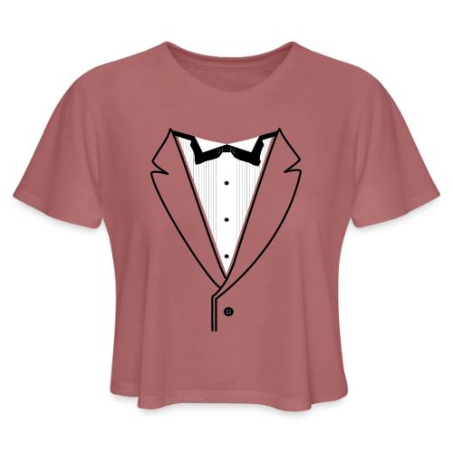 Tuxedo Plain w. Black Lines - Women's Cropped T-Shirt