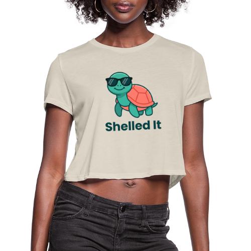 Funny Turtle Sunglasses Shelled It Cute Gift - Women's Cropped T-Shirt