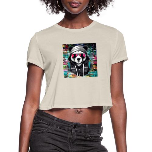 Stylish panda 2 - Women's Cropped T-Shirt