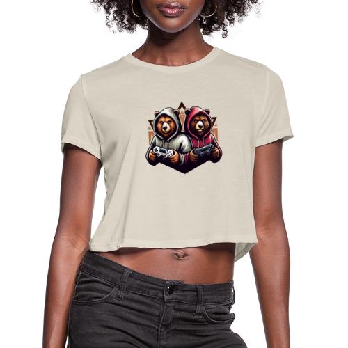 2 grizzlies gamer bears - Women's Cropped T-Shirt