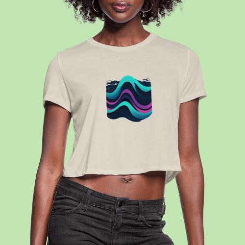 Abstract Wavy Ocean Pattern - Women's Cropped T-Shirt
